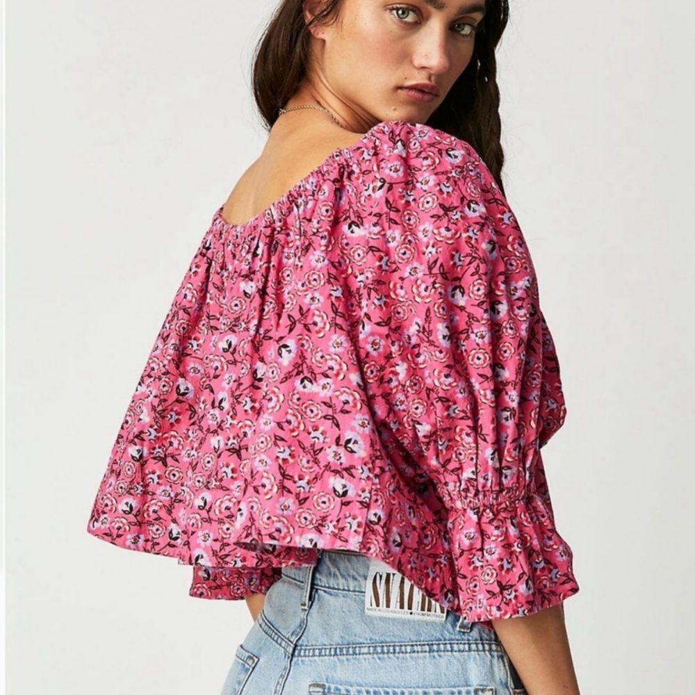 Free People Pink Floral Blouse
